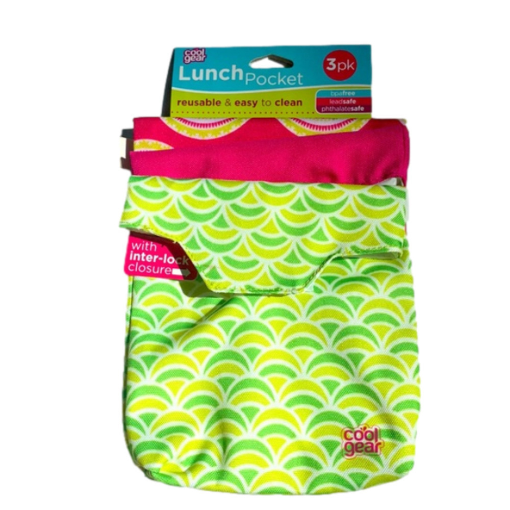 NEW Set of 3 Lunch Pocket Reusable Sandwich Bags